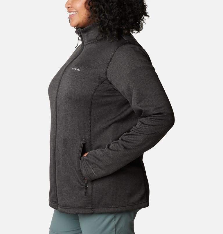 Women's Columbia Park View Grid Full Zip Fleece Sweatshirts Black | Plus Size CA-B6LC4